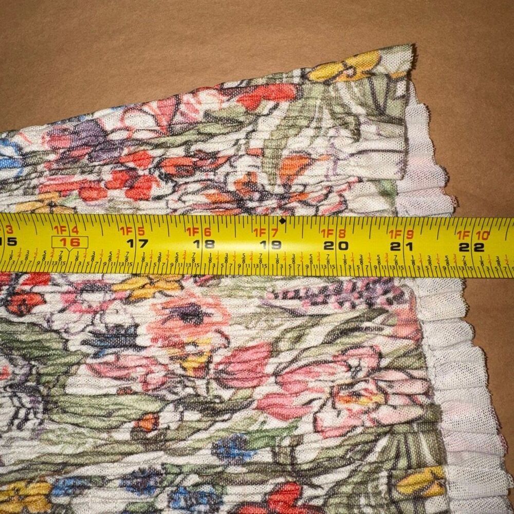 Anthropologie Smocked Floral Puff Sleeve Top Multicolor Size L Stretchy Summer B - Picture 13 of 13